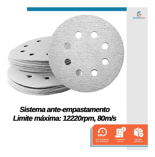 Kit 100 Disco De Lixa Velcro Branco 115mm Grão 60 - Starfer