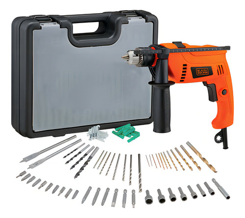 Kit Taladro Percutor 1/2 650w preto+Decker HD650kit-B2C Cor laranja/preto