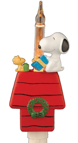 Peanuts Snoopy Y Woodstock Sentado En Casa De Perro Luz Noct