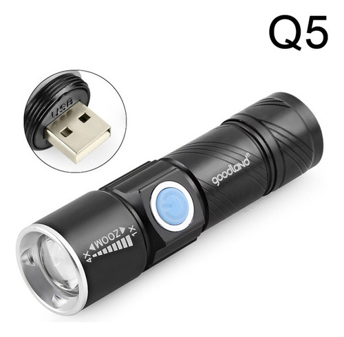 Mini Lanterna Tática Poderosa Recarregável Profissional Led Cor da lanterna Preto Cor da luz Branco