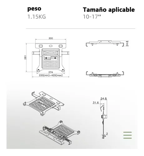 Soporte Para Ordenador Portátil Nb F160 De 10-17,3 , Prensa De