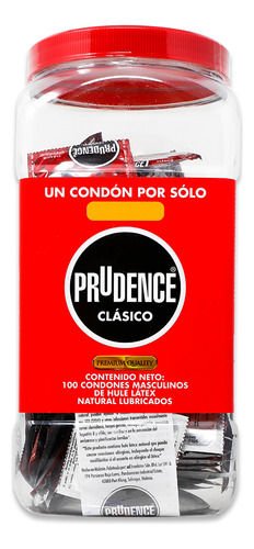 Prudence Clasico Vitrolero, 100 Condones Masculinos, Dkt
