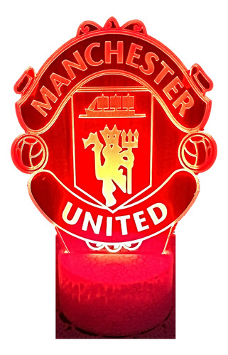 Lámpara Led Ilusion 3d Manchester United 7 Colores Led