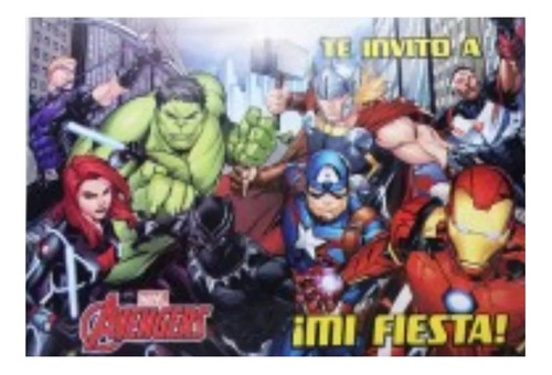 Pack 10 Invitaciones Cumple Avengers Original Cotillón