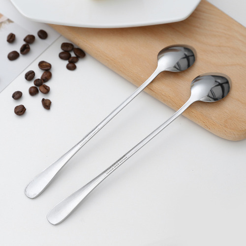 Cuchara De Acero Inoxidable Con Mango Largo, 3 Piezas, Café