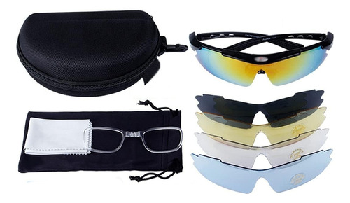 Lentes Deportivos Polarizado Ciclismo 5 Micas + Ganchos Anti