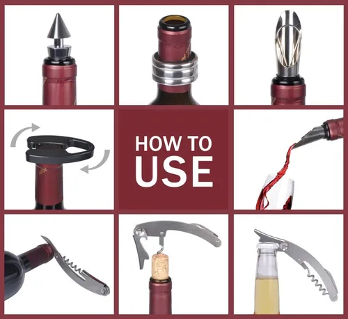Set De Vino Sacacorchos Accesorios Con Forma De Botella