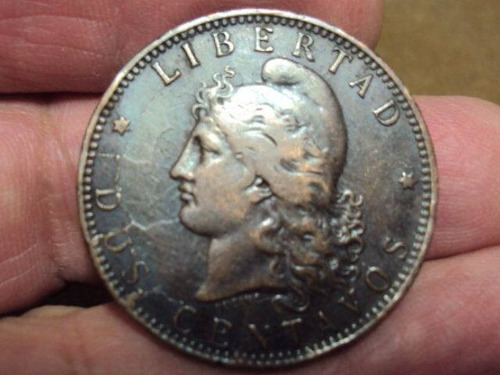 Moneda Argentina 2 Centavos 1892 Craquelada Ref (a 73) (Usado)