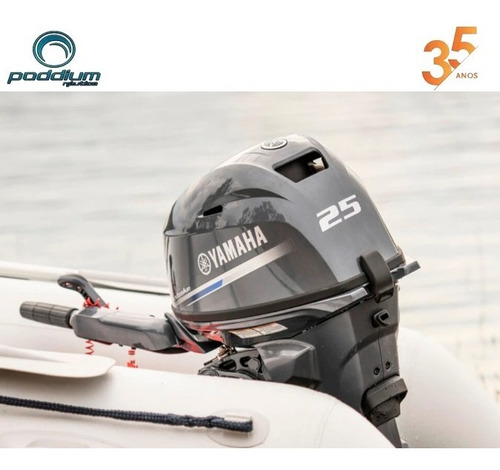 Imagem 4 de 7 de Motor De Popa Yamaha F 25 Gmhs (manual) + Poddium Nautica