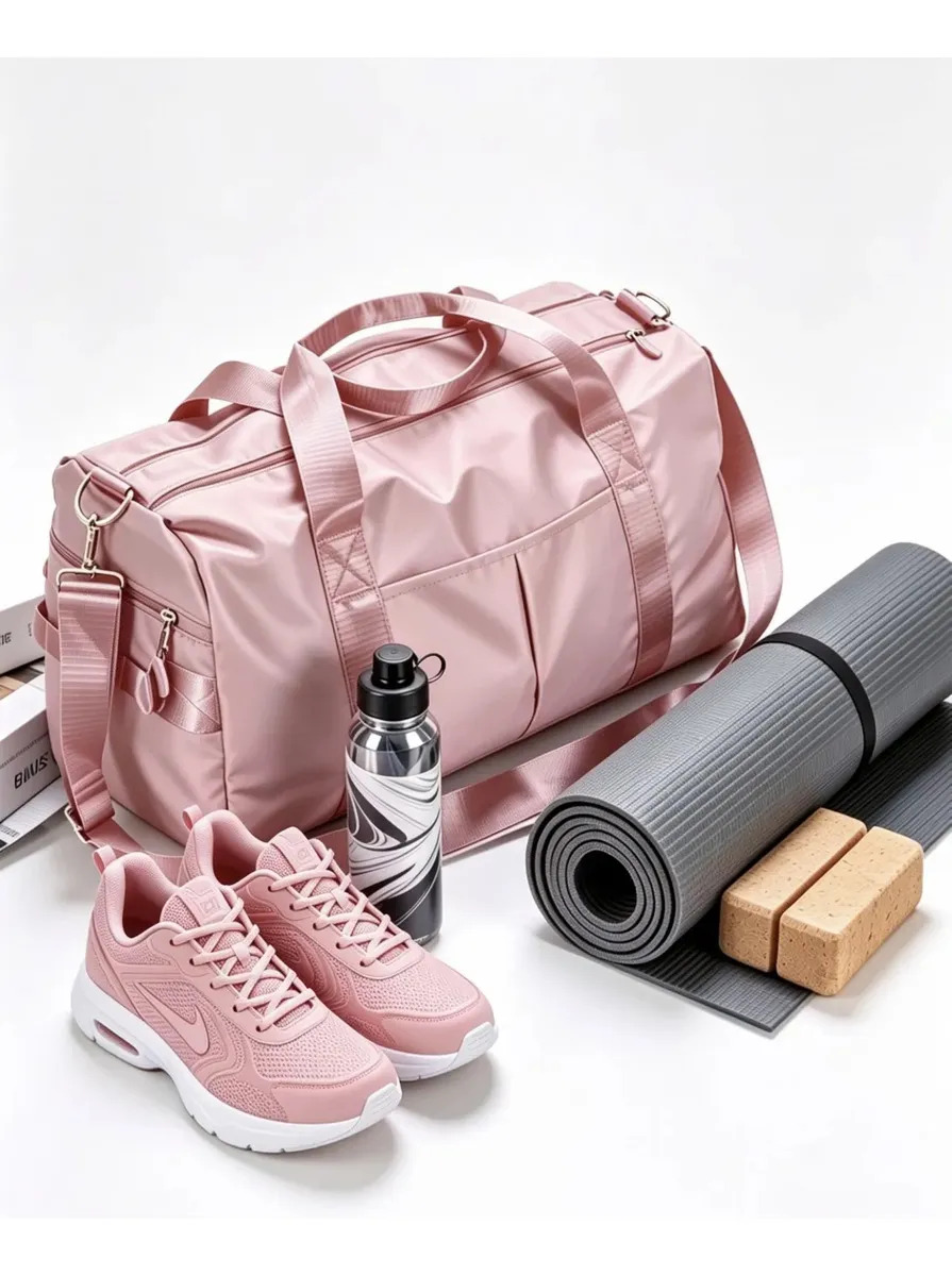 Bolsa de Gimnasio Quanna Rosa: Mochila Deportiva con Compartimento Húmedo y Seco para Viaje