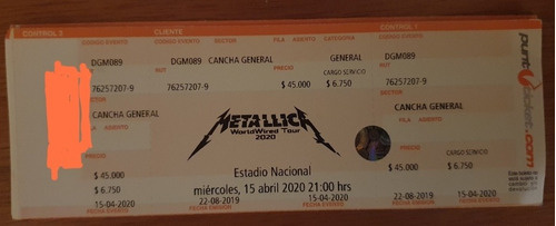 Entradas Cancha Metallica 
