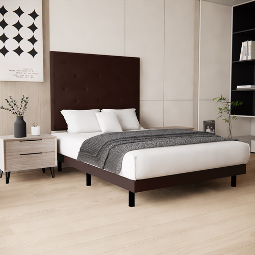 Recamara Quintana King Size Tapiz - Base + Cabecera Color Chocolate