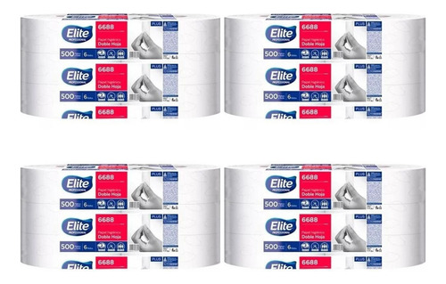 Papel Higiénico Elite En Bobina 4 Paq C/6 Rollos 500 Mts C/u