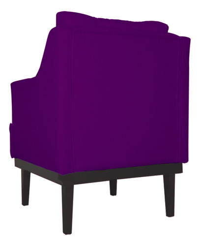 Kit 2 Poltronas Decorativa Juliete Suede Roxo Pés Tabaco