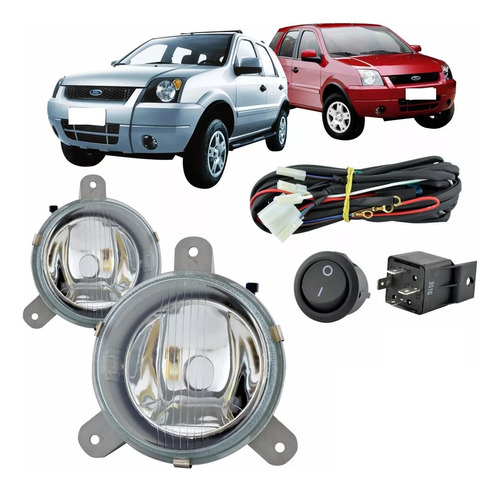 Kit Farol Milha Neblina Auxiliar Eco Sport 2003 2004 2005 06