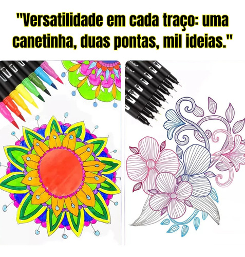 Conjunto Com 60 Canetinhas Touch De Colorir Livros Boobie