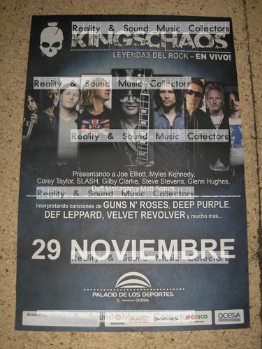 Kingschaos Poster Slash Joe Matt Sorum Guns De Coleccion (Usado)