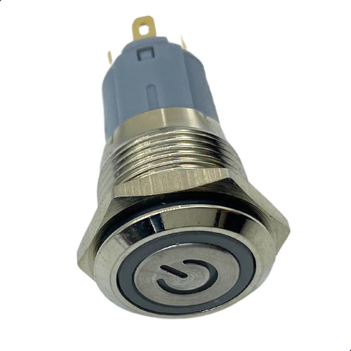 Botão Anti Vandalismo Led Azul Sem Trava 12v 22mm