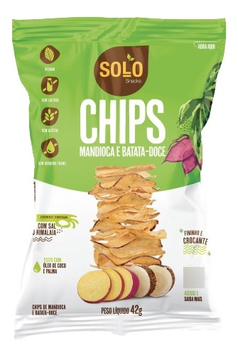 Kit 6x: Chips Batata Doce E Mandioca Assado Solo Snacks 42g