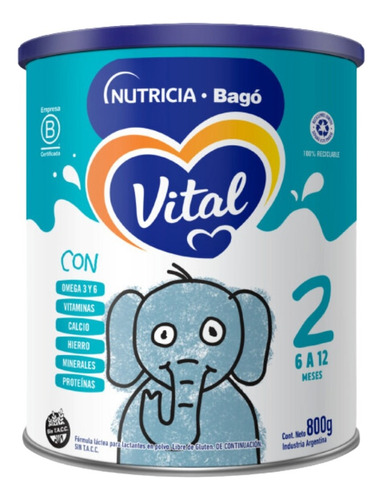 4un Vital Infantil 2 En Lata 800g Polvo Nutricia Bagó 