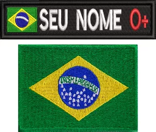 Kit 2pç Tarjeta C/ Nome E Bandeira Brasil P/ Colete Ban128