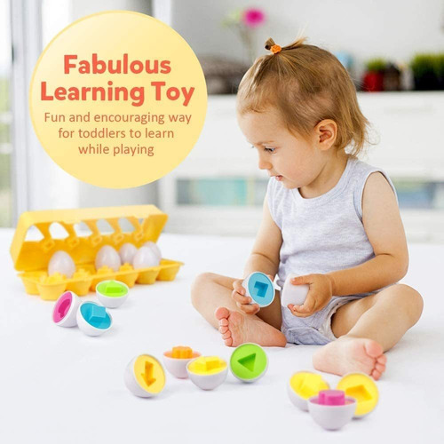 Coogam Juego De 12 Piezas De Huevos A Juego De Color Y Forma