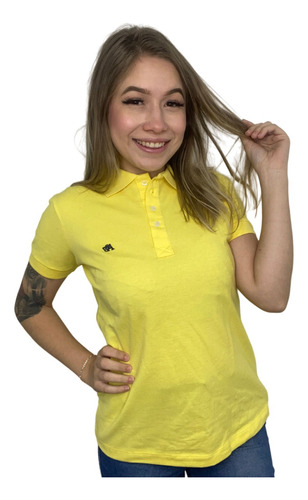 Camiseta Polo Amarela Logo Aeropostale Feminina