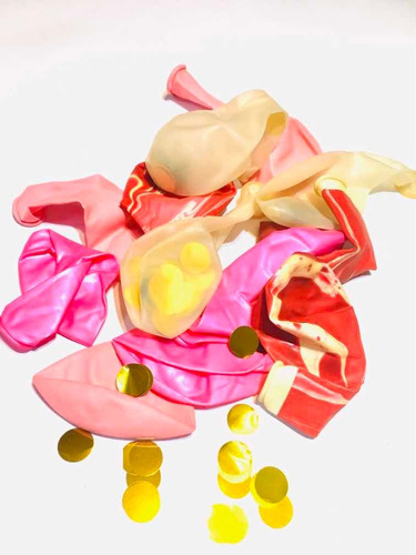 Imagen 2 de 2 de Set 12 Globos Mix Combinados Rosa - Oro Premium Las Condes
