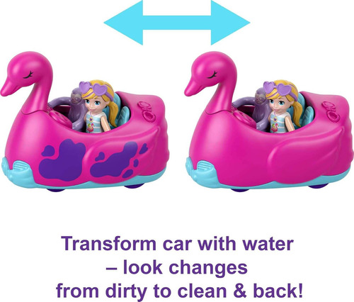 Polly Pocket Juego De 2 Micro Muñecas Con Coche De Juguete,