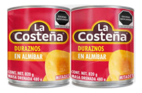 Durazno En Mitades La Costeña 2 Pzas De 820g