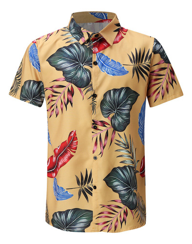 Camisa De Playa Hawaiana De Manga Corta Para Hombre Estampad