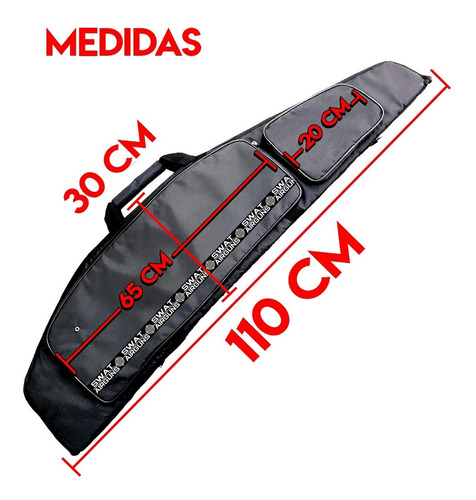 Imagen 3 de 10 de Funda Para Rifle Pcp Bolsillo Para Inflador Acolchada 110 Cm