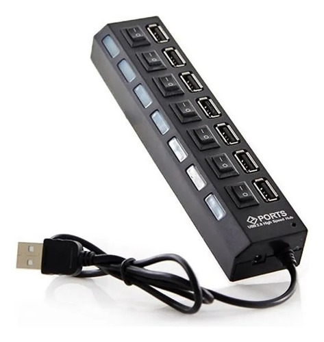 Multiplicador 7 Puertos Zapatilla Usb Hub Con Teclas Switch