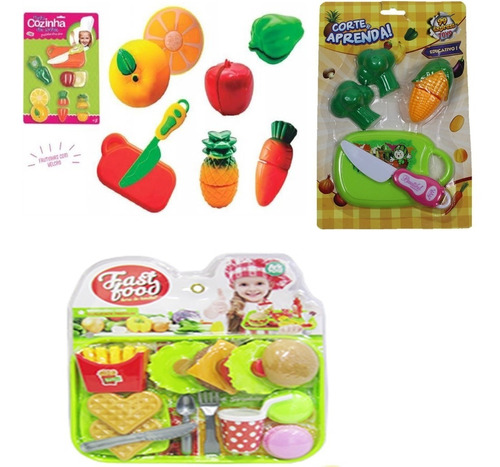 Kit Cozinha Infantil Fruta Legumes Cortar Lanche Batata