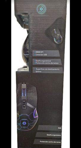 Kit Gamer Arca Vortred Mouse Alámbrico + Tapete 2 En 1 Color Negro