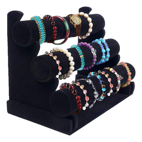 Soporte De Pulsera De Terciopelo Con Estante De 3 Niveles