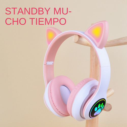 Audífono De Gato Diadema Inalámbrico Plegable Bluetooth Led