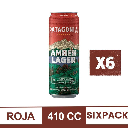 Imagen 1 de 5 de Cerveza Patagonia Amber Lager 410ml X6
