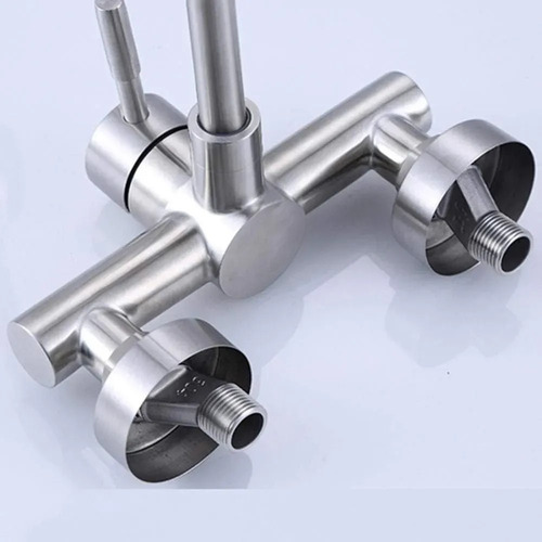 Llave Monomando Lavaplato Al Muro Cuello Flexible Acero Inox