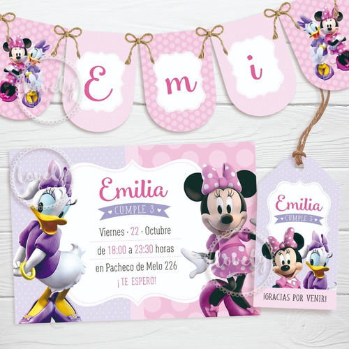 Kit Imprimible Minnie Daisy Bow-tique. Cumpleaños Candy Bar 