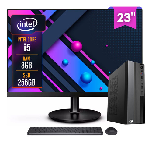 Computador Completo 2Eletro Slim Intel Core i5, 8GB RAM, SSD 256GB, Bivolt, Monitor 23" Full HD - CD2E-0128SL