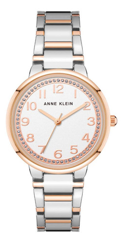 Reloj Anne Klein - Brazalete Plateado Con Detalles De Purpur