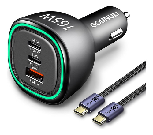 ~? Adaptador De Cargador De Coche Usb C De 165 W, Cargador D