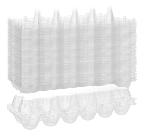 100 Cartones De Plástico Transparente Para Huevos De 11.4 X 