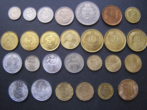 27 Monedas Chilenas , Dede 1933, Todas Con Pátina Original