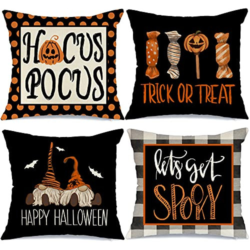 Fall Happy Halloween Throw Pillow Covers 18 X 18 Juego ...