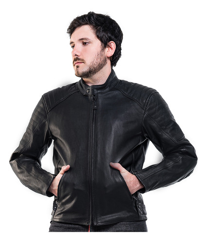Imagen 1 de 8 de Campera Cuero Moto Stav Style 1 Protection Shock Control