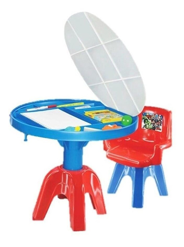 Mesinha De Atividades Infantil Com Cadeira Avengers 3 Em 1