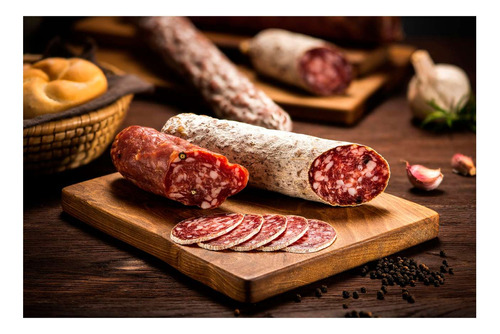 Vinilo 60x90cm Salame Chacinado Fiambre Comida Chorizo P4