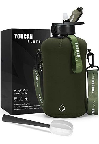 Ustedcan Plato 64 Oz Media Botella De Agua De Gallon Mvt1t